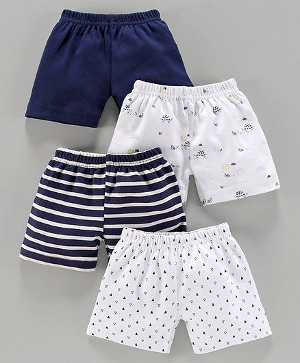 Bumzee Tiny Triangle Print Pack Of 4 Shorts - Navy Blue