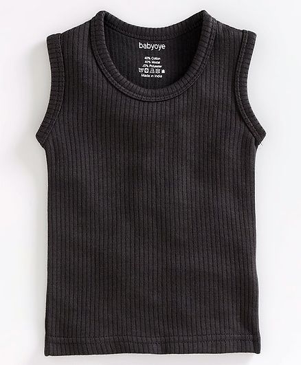 Babyoye Sleeveless Cotton Thermal Vest - Dark Grey