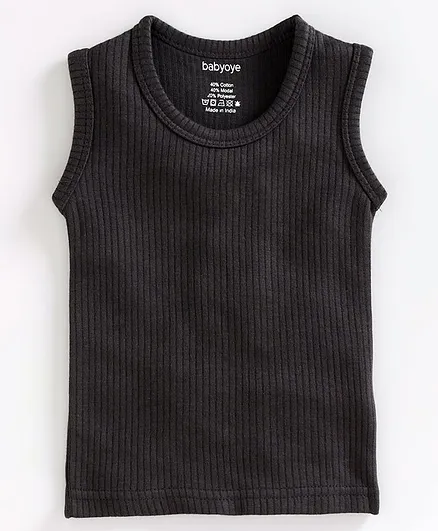 Babyoye Sleeveless Cotton Thermal Vest - Dark Grey