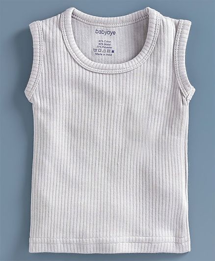 Babyoye Sleeveless Cotton Thermal Vest - Grey