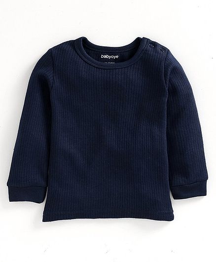 Babyoye Full Sleeves Cotton Thermal Vest - Navy Blue
