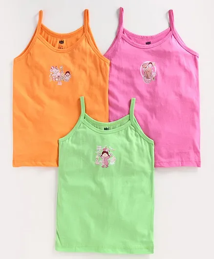 Simply Singlet Sleeves Printed Slip Pack of 3 - Pink Orange Green