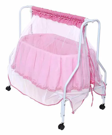 Kiddery Lyra Luxury Cradle with Mosquito Net - Pink