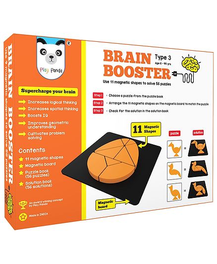 Play Panda Brain Booster Magnetic Shapes Puzzle Black - 9 Pieces