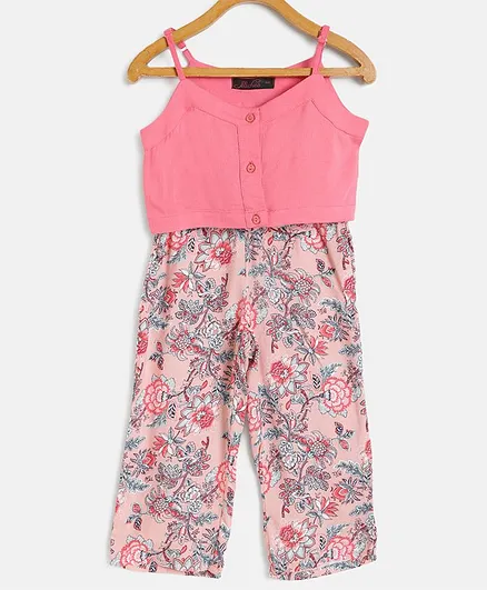 Pspeaches Sleeveless Top With Flower Print Pants - Peach