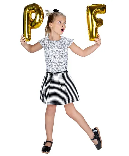 Powderfly Paisley Print Cap Sleeves Dress With Belt - Black