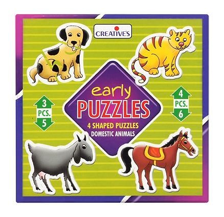 Creative's - Early Puzzles - 4 Shaped Puzzles Domestic Animals