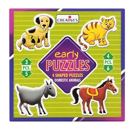 Creative's - Early Puzzles - 4 Shaped Puzzles Domestic Animals