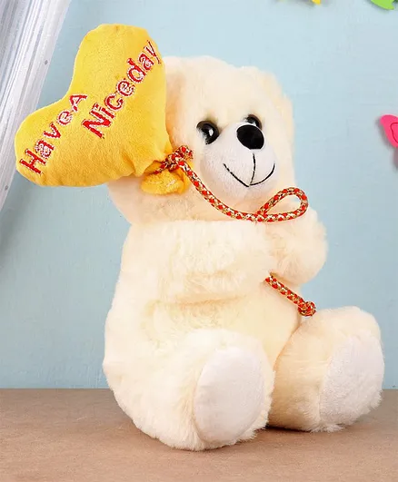 Monopoly Bear With Heart Soft Toy Light Yellow Cream - Height 23 cm