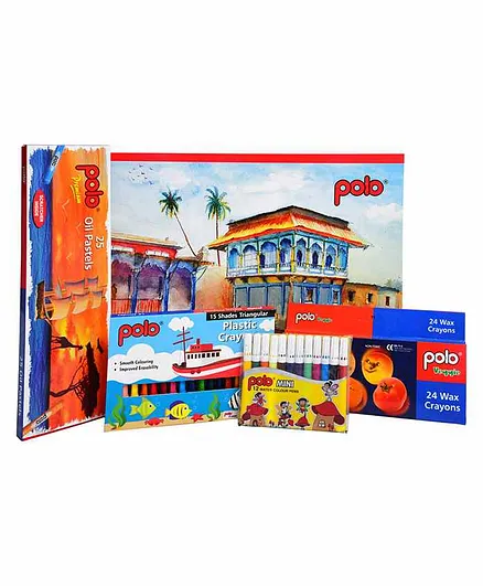 Polo Drawing Book & Crayons Combo Multicolor - 36 Pages