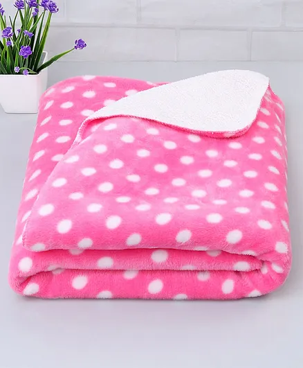 Zoe Poly Wool Blanket Polka Dots Design - Pink