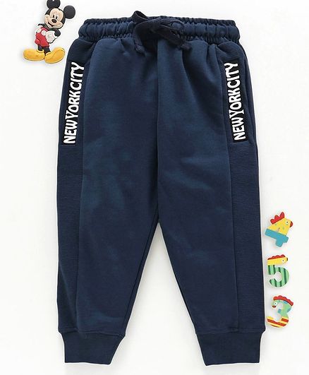 Cucumber Full Length Lounge Pant Text Print - Navy Blue