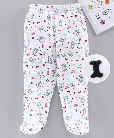 Babyhug Bootie Leggings Puppy Print - White