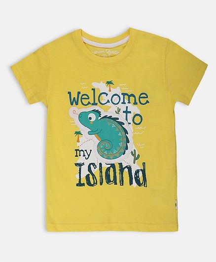 Li'l Tomatoes Half Sleeves Animal Patch Detailing Tee With Free 3 Ply Face Mask - Yellow