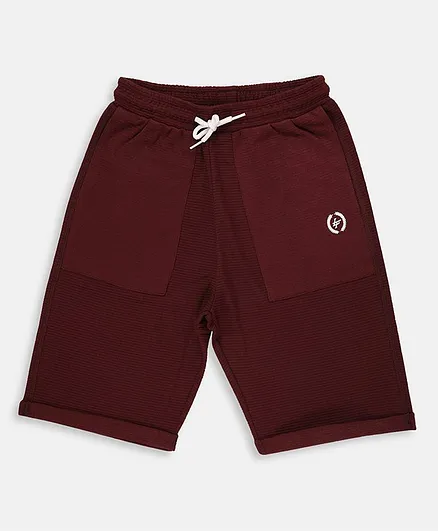Li'L tomatoes Solid Shorts With FREE 3-Ply Face Mask - Maroon