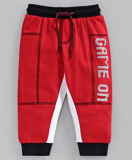 Babyoye Full Length Lounge Pant Game On Print - Red