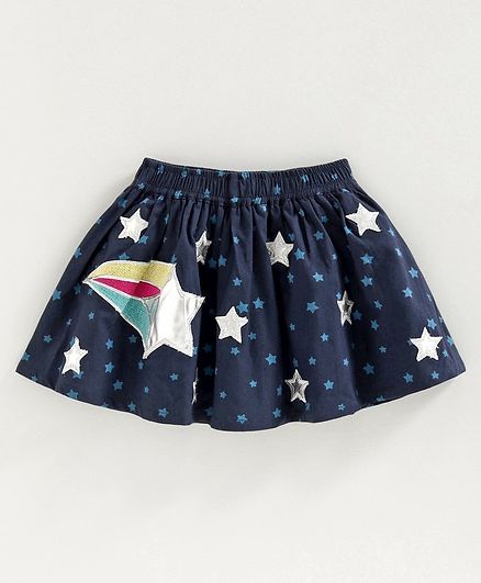 Babyoye Cotton Skirt Star Applique - Navy Blue