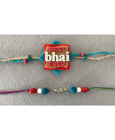 Kalacaree Best Bhai Ever Combo Magnetic 2 Rakhi - Red & Blue