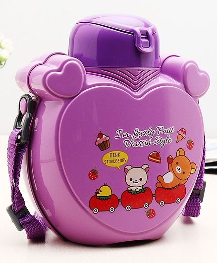 Heart Shaped Sipper Water Bottle Purple - 700 ml