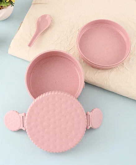 Lunch Box with Clip Lock Lid & Spoon 550 ml - Pink