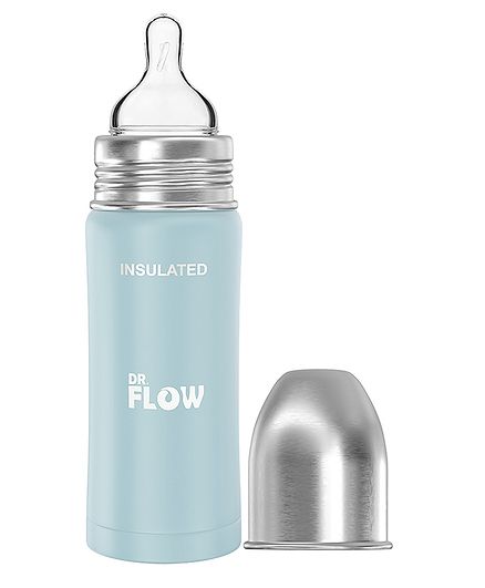 DR.Flow Omega ThermoSteel Vaccum Insulated Feeding Bottle Blue - 270 ml