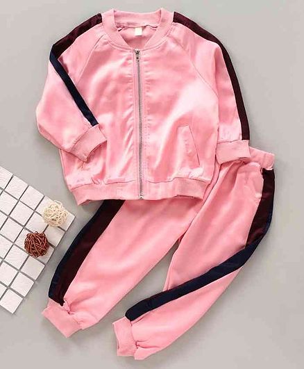 Kookie Kids Full Sleeves Jacket with Lounge Pant - Pink