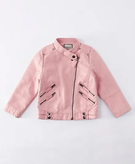 Babyhug Full Sleeves Leather Jacket - Pink