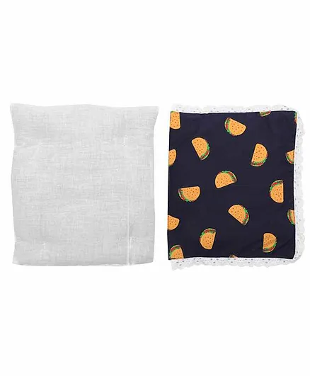Grandma's Premium Finger Millet Pillow with 2 Pillow Covers Taco Print - Blue