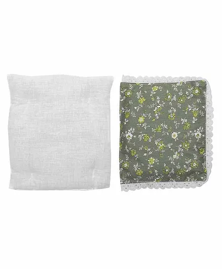 Grandma's Premium Finger Millet Pillow with 2 Pillow Covers Floral Print - Green