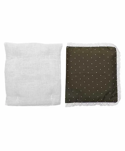 Grandma's Premium Finger Millet Pillow with 2 Pillow Covers Dot Print - Olive Green White