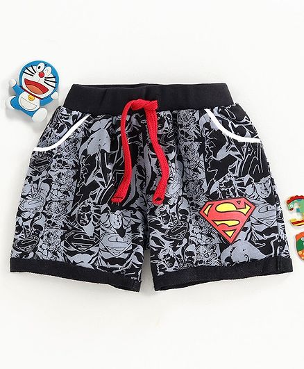Disney by Babyhug Shorts Superman Print - Black