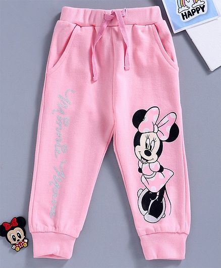 Disney by Babyhug Full Length Lounge Pant Mickey Mouse Print - Pink