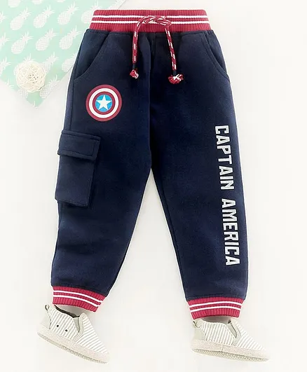 Marvel by Babyhug Full Length Lounge Pant Captain America Print - Navy Blue