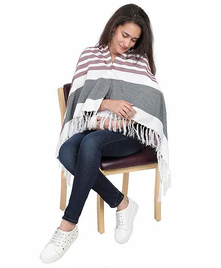 Lulamom Striped Nursing Shawl - Maroon
