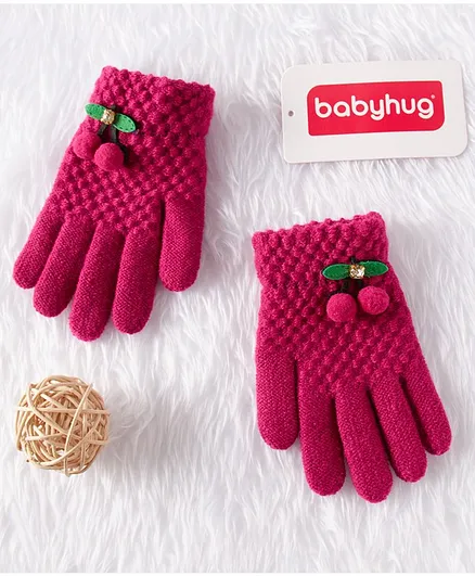 Babyhug Woolen Gloves - Red