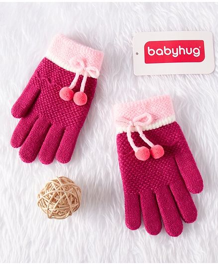Babyhug Woolen Gloves - Maroon