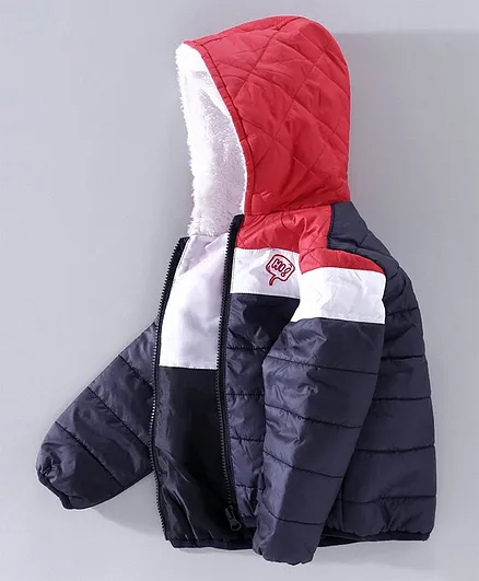 Babyhug Full Sleeves Hooded Jacket - Red Navy