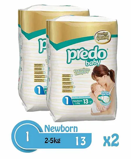 Predo Baby Absorbent Diapers Pack of 2 - 13 Pieces Each