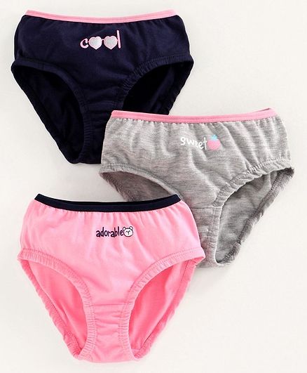 Babyoye Cotton Printed Panties Pack of 3 - Blue Pink