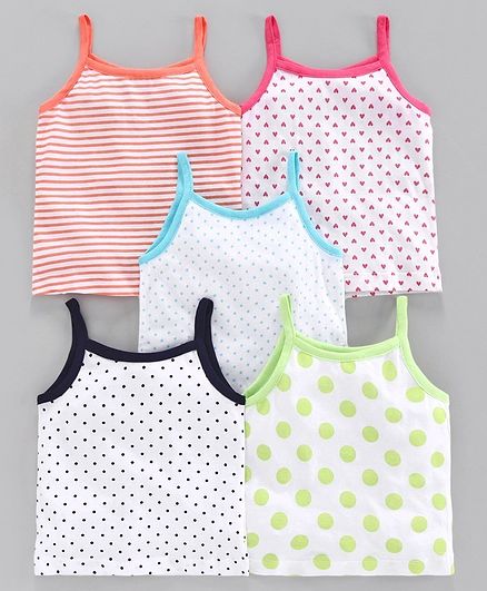 Babyoye Cotton Sleeveless Printed Slips Pack of 5 - White