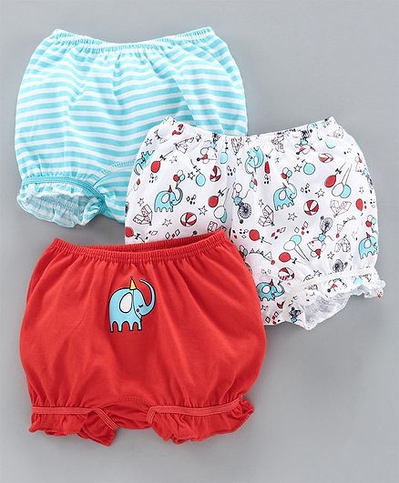 Babyoye Cotton Bloomer Pack of 3 - Red Blue White