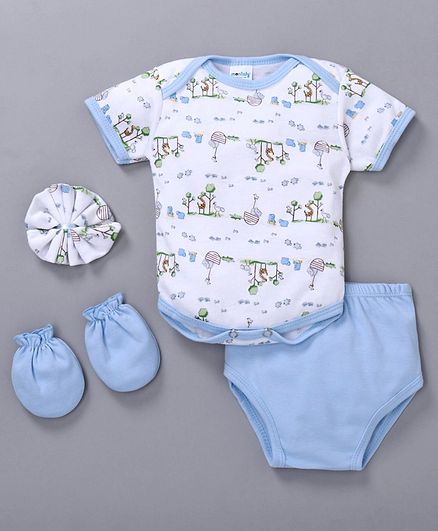 Montaly Baby Clothing Gift Set Animal Print Set of 4 - Blue