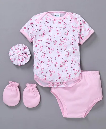 Montaly Baby Clothing Gift Set Animal Print Set of 4 - Pink