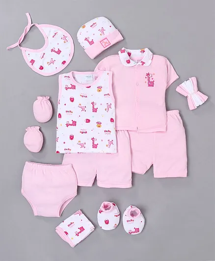 Montaly Baby Clothing Gift Set Animal Print Set of 14 - Pink