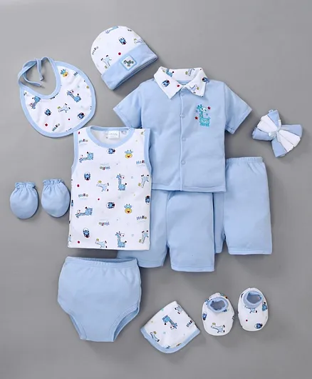 Montaly Baby Clothing Gift Set Animal Print Set of 14 - Blue