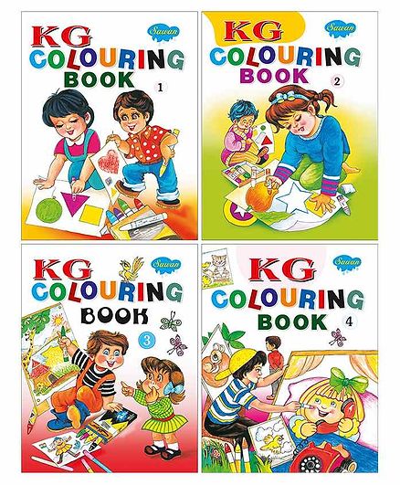Sawan KG Colouring Books Part 1 to 4 Pack of 4 - English