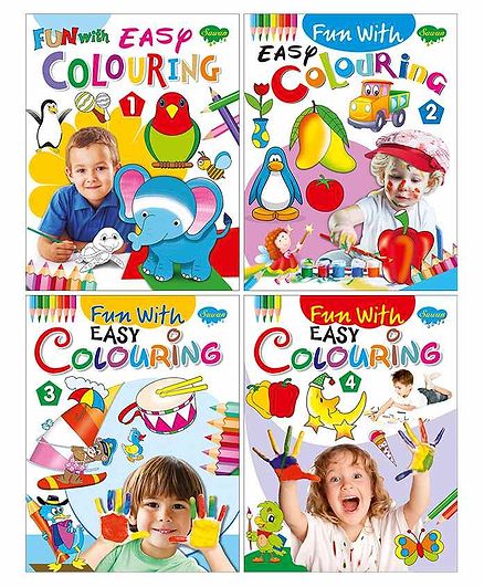 Sawan Fun with Easy Colouring Books Part 1 to 4 Pack of 4 - English