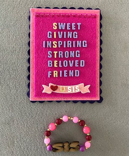 Kalacaree Love you Sis Magnet & Sis Rakhi Bracelet Set - Pink