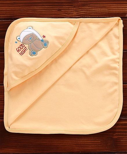 Simply Hooded Towel Bear Embroidered - Light Orange