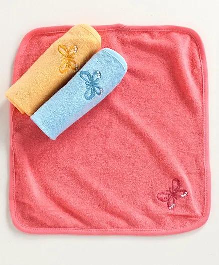 Simply Wash Cloths Butterfly Embroidery Pack of 3 - Multicolor